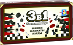 Игра настольная 3в1 1 Toy шашки, шахматы, нарды магнитные 13,5х7,5х2см Т12057