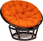 Кресло Tetchair ``PAPASAN`` 23/01 W /с подушкой/ Antique brown (античный черно-коричневый), ткань Оранжевый, С 23, 1