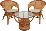 Комплект мебели Tetchair ``PELANGI`` 02/15 (стол со стеклом и 4 кресла) [без подушек] Цвет: honey (мед), 10084