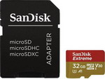 Карта памяти Sandisk Extreme 32ГБ MicroSDHC C10 UHS-I A1 V30 100МБ/с SDадаптер (SDSQXAF-032G-GN6MA)
