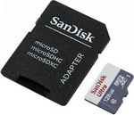 Карта памяти Sandisk Ultra 128ГБ MicroSDXC C10 UHS-I 100МБ/с SDадаптер (SDSQUNR-128G-GN6TA)