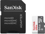 Карта памяти Sandisk Ultra 64ГБ microSDXC C10 UHS-I 100МБ/с SDадаптер (SDSQUNR-064G-GN3MA)