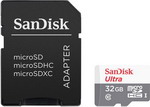 Карта памяти Sandisk Ultra 32ГБ MicroSDHC C10 UHS-I 80 МБ/с SDадаптер (SDSQUNR-032G-GN3MA)