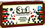 Игра настольная 1 Toy 3в1 ``Шашки/шахматы/нарды`` на магните 25х13,2х3,5см
